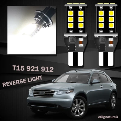 2 x Luz de reversa de respaldo 921 912 T15 LED para Infiniti FX35 FX45 EX35 EX37 blanca Foto 1 de 4