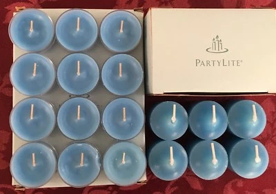 PartyLite BLUE TAMARIND Tealight & Votive Candles New LOT 18 Retired Rare NIB - Photo 1/4