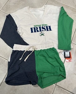 Notre Dame Fighting Irish Wes & Willy Pajama Set Long Sleeve With Shorts NEW - Picture 1 of 8