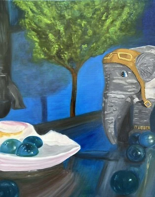 Fuente de ilusión _Pintura al óleo sobre lienzo pintada a mano original de 16”x 20” Foto 1 de 4