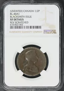 Canada Blacksmith Daniel & Benjamin Copper True Token BL-40A1 NGC XF Details - Picture 1 of 2
