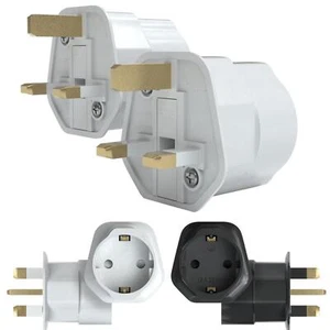 2x Reiseadapter DE auf UK GB England 3pin Steckdose Reisestecker Adapter Strom - Bild 1 von 10