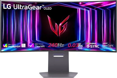 LG 34GS95QE 34" OLED MONITOR GAMING ULTRAGEAR QUAD HD CURVED BLACK 1440P HDMI - Image 1 of 4