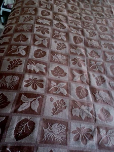 Braun Blatt Damast Polyester Tischdecke 54" x 96" Vintage - Bild 1 von 4