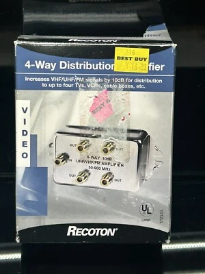 Recoton V312UL 4-Way UHF/VHF/FM 10dB Amplifier 50-900 MHz - Image 1 of 3