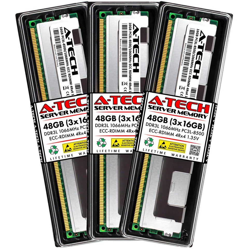 48GB 3x16GB 4Rx4 PC3L-8500R HP ProLiant DL380 G6 ML350 G6 ML370 G6 Memory RAM - Image 1 of 3