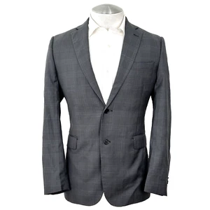 Saks 5th Avenue Zegna Traveller Cloth Wool Windowpane Gray Blue Blazer 40R Italy - Picture 1 of 11
