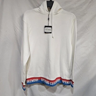Opening Ceremony Elastic Logo Hoodie White Size Small Sweatshirt NWT - Изображение 1 из 4