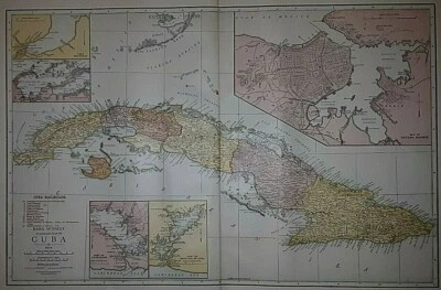 **Old 1921 - 20" x 28" Folio Size Atlas Map ~ CUBA - HAVANA HARBOR - RAILROADS  - Image 1 of 2
