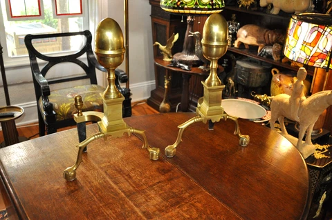Vintage Solid Brass Virginia Metalcrafters Chippendale Ball & Claw Andirons Cover