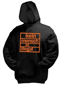 KEIN MENSCH IST ILLEGAL Kapuzenpullover, Druck orange - Picture 1 of 1