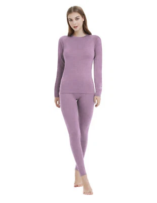 Womens 100% Merino Wool Base Layer Set Winter Thermal Underwear Top Long Johns - Image 1 of 4