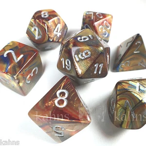 Chessex Dadi Poly - oro lucido con argento - set di 7 - 27493 borsa gratuita! DnD - Foto 1 di 2