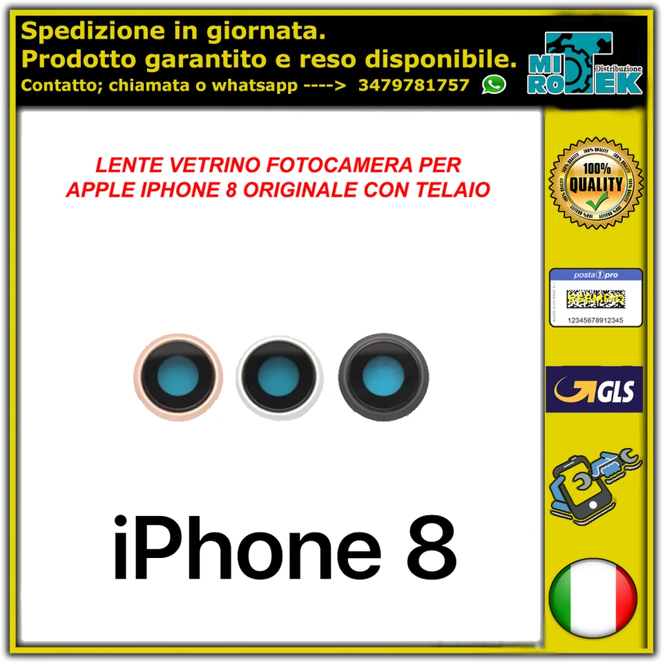 LENTE VETRO VETRINO CON TELAIO BACK CAMERA FOTOCAMERA PER IPHONE 8 ORIGINALE - Immagine 1 di 1