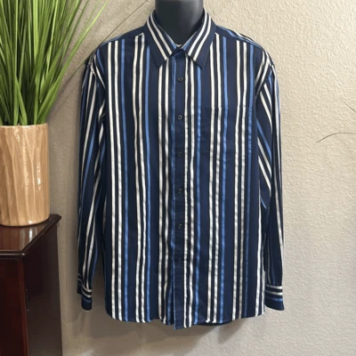 MS15 George Camisa de Vestido Manga Larga Rayas Hombre’s Talla Grande Foto 1 de 4
