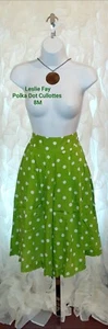 Green & White Polka Dot Culottes Skort Shorts 2 Side Pockets Women's 8 - Picture 1 of 5