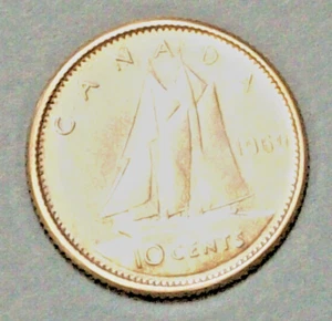 MONEDA CANADÁ (1) 10 CÉNTIMOS 1960 CASI SIN CIRCULAR 0,8000 PLATA - Imagen 1 de 2