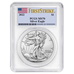 2022 $1 American Silver Eagle PCGS MS70 FS Flag Label - Picture 1 of 3