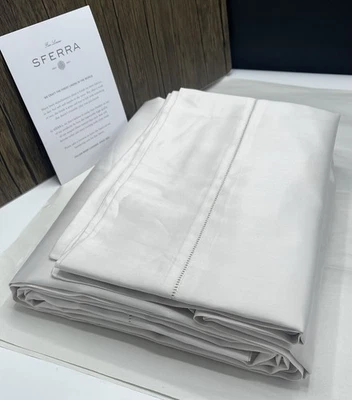 Funda nórdica completa/queen SFERRA Giotto $918 grapa larga algodón satén, hueso Foto 1 de 4