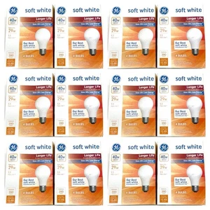 GE - Soft White - 40 W (uses 29 w) - Light Bulbs - 12 Packs/48 Bulbs - Picture 1 of 2