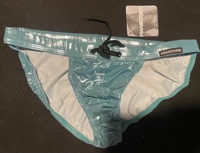Biquíni Manstore azul turquesa metálico novo com etiquetas - Imagem 1 de 2