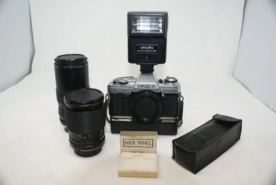 Minolta X-370 with Minolta Auto Winder G + Minolta 200X flash + 2 Lenses - Image 1 of 4