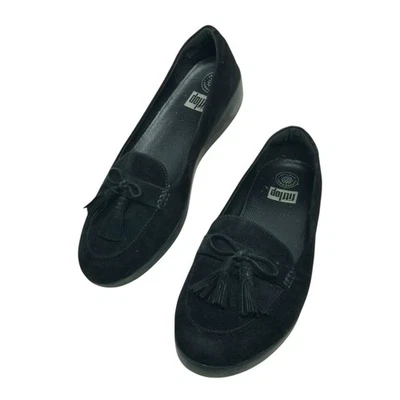 Fitflop Petrina Borla Lazo Gamuza Mocasines Planos Mujer 11 Negro Informal Cómodo Foto 1 de 4