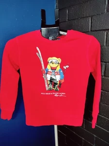 Polo Ralph Lauren Boys Sweater Red Bear Skiing Logo Size Youth Small 8 - Picture 1 of 4