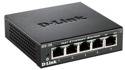 D-Link DES-105/B 5 Port Fast Ethernet Desktop Switch 200mbps Fanless Metal - Image 1 of 2