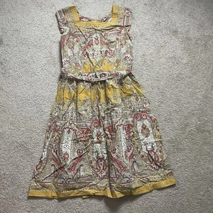 Vintage Sears Dress Paisley Multicolor Western Boho Mustard Yellow Tan Red - Picture 1 of 8