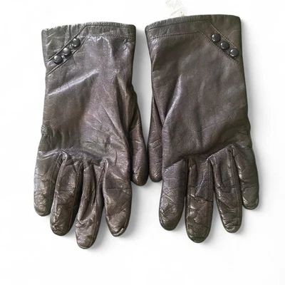Guantes para mujer Aris de cuero genuino forrados de cachemir, marrón chocolate, talla 8 Foto 1 de 4