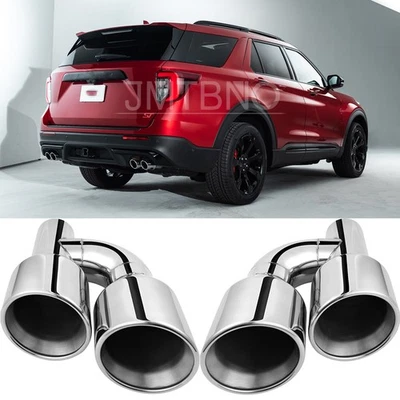 Двойные настенные выхлопные наконечники с наклонным вырезом для Ford Explorer ST 2,5 дюйма Quad 4 дюйма Out 11,5 дюйма - Изображение 1 из 4