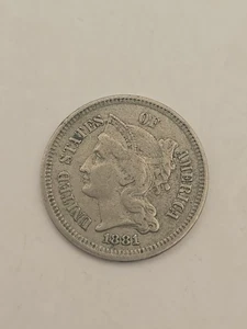 1881 3 Cent Nickel U.S Coin - Picture 1 of 6