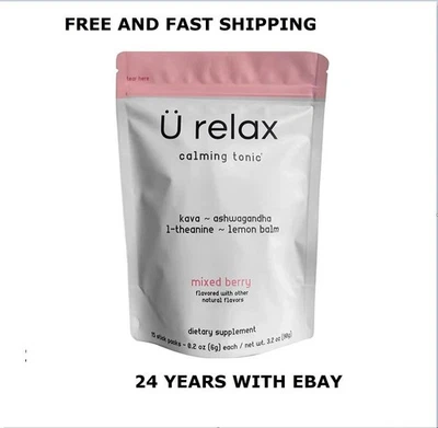 U Relax Calming Drink Mix 15 Packets – Mixed Berry Relaxation Tonic FREE SHIP - Image 1 of 4