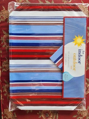 Indoor Outdoor PLACEMATS and NAPKINS Set Red White Blue NIP Camping Picnic Patio - Image 1 of 2
