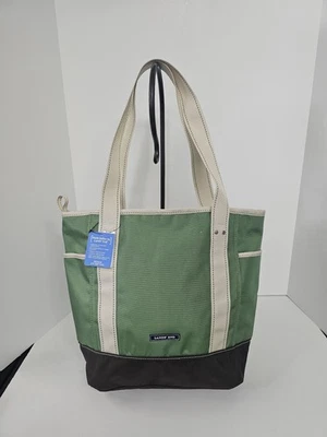 Bolso de Mano Lands' End Lona Recubierta Preppy Utilitario Escuela Trabajo Viaje Verde Marrón Nuevo con Etiquetas Foto 1 de 4