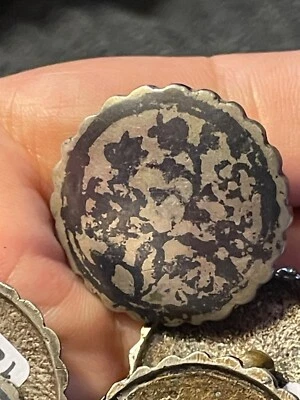 Turkish Ottoman Set of  Silver  Vintage Flower Motif Buttons  - Image 1 of 4