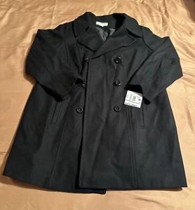 Anne Klein Double Breasted Peacoat, Black, Wool 1X - Picture 1 of 3