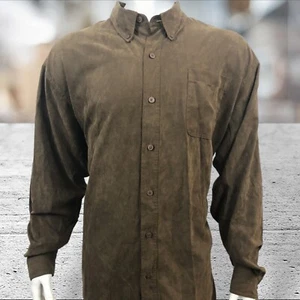 RedHead Men’s Brown Long Sleeve Button Down 100% Polyester Shirt Size XLT RN7474 - Picture 1 of 6