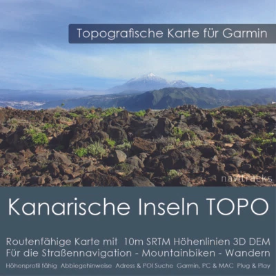 Kanarische Inseln Topo Karte Garmin Höhenlinien 4GB microSD Garmin Navi,PC & MAC - Bild 1 von 4