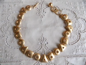 Beautiful Vintage Anne Klein Couture Matte Gold Tone Geometric Design Choker. - Picture 1 of 6
