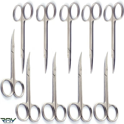 10Pcs Iris Gum Scissors 12cm Tissue Sutures Trimming Cutting Veterinary Lab Tool - Image 1 of 3