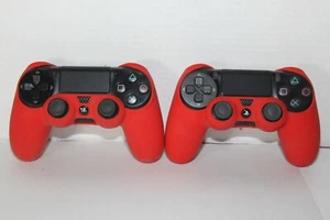 Lot of 2 PS4 Wireless Controller with red soft cover - Picture 1 of 5