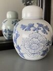 Lovely Vintage Blue & White Oriental Style Ceramic Ginger Jar with Lid