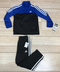 NWT Adidas Boys Blue / White Stripes 2 Piece Track Suit Size 5 New! - Picture 1 of 7