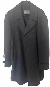 Vtg. OAKTON Ltd. Made in USA Overcoat Trench Wool, Charcoal Gray missing Button - Picture 1 of 9