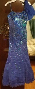 Limited Edition Jovani long diamond formal dress with adjustable straps & scarf - Picture 1 of 3