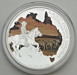 2014 $1 The Land Down Under Australian Stockman 1oz Silver Proof Coin 1,862 Mint - Picture 1 of 5