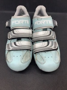 Forte B-08 6.5 US 5.5 UK Cycling Bike Shoes Blue Silver SPD - Picture 1 of 11