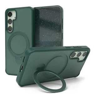 Hülle für Samsung Galaxy S24 mit Magsafe Case rotierend Ring zum Aufstellen Grün - Zdjęcie 1 z 7